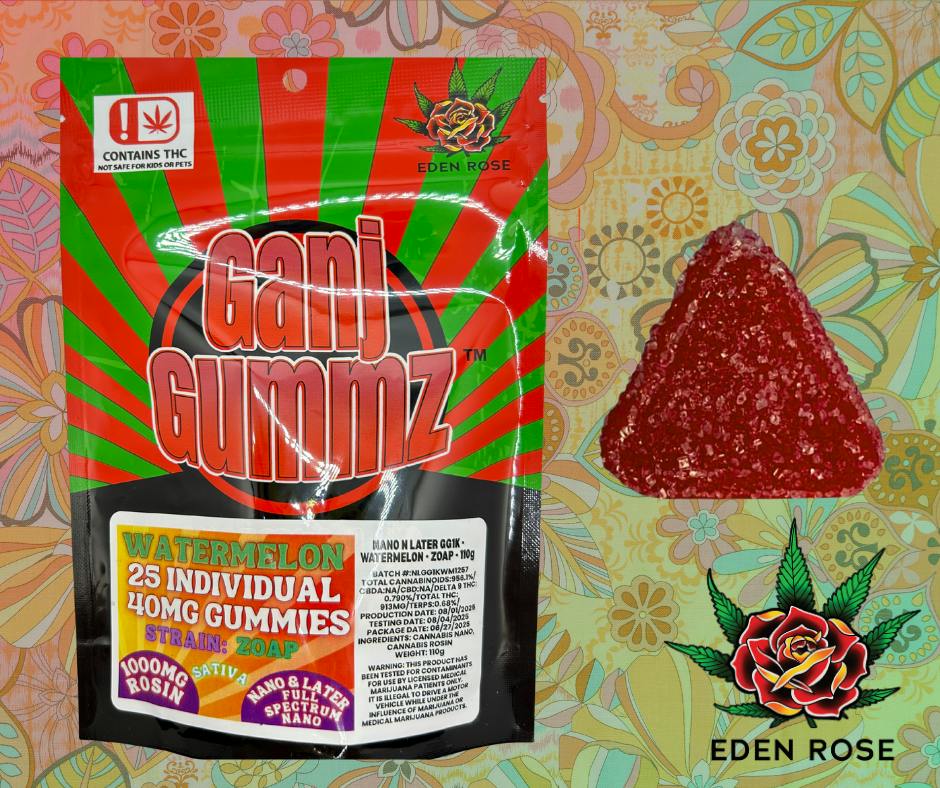 1000MG Ganj Gummz: Nano & Later~Full Spectrum - Watermelon (Sativa)