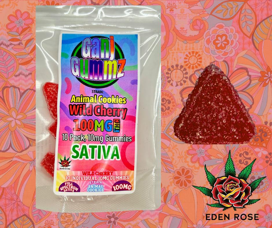 100MG Ganj Gummz: Full Spectrum - Wild Cherry (Sativa)