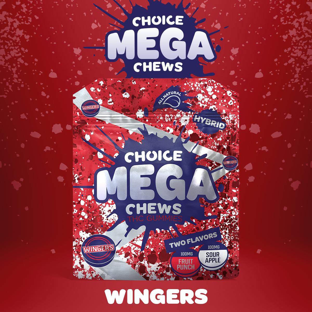 Mega Chews | Wingers Gummies | 200mg | 2ct | 100mg/ea by Choice Chews
