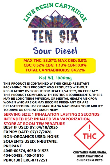 Sour Diesel Live Resin Cartridge