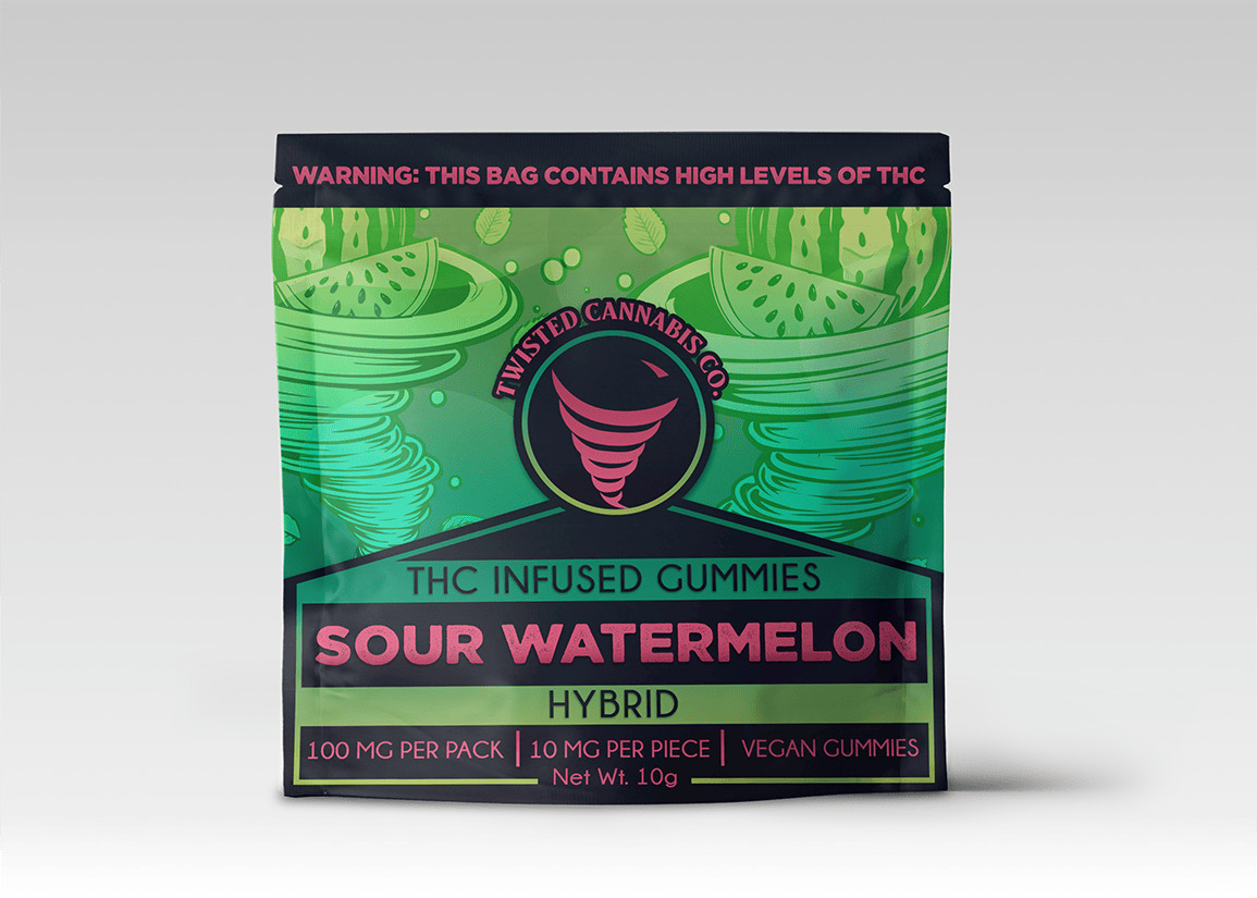 Twisted 100mg Scored Gummy - Watermelon