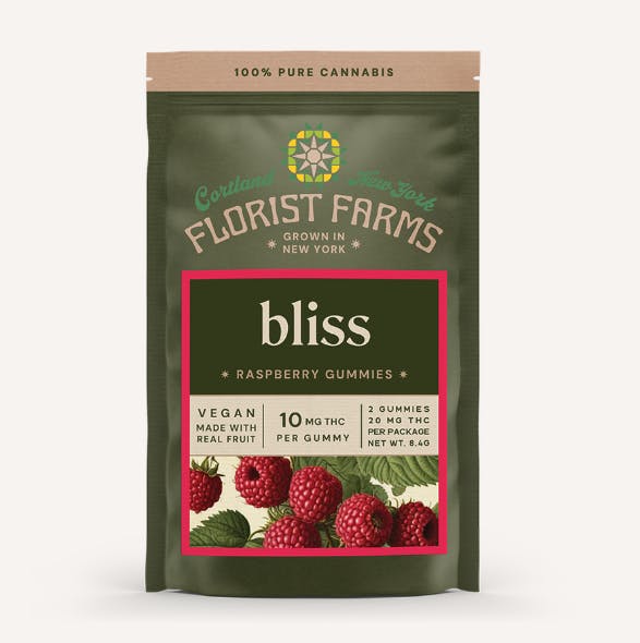 Florist Farms | Bliss Raspberry Gummies | 20mg | 2ct | 10mg/ea