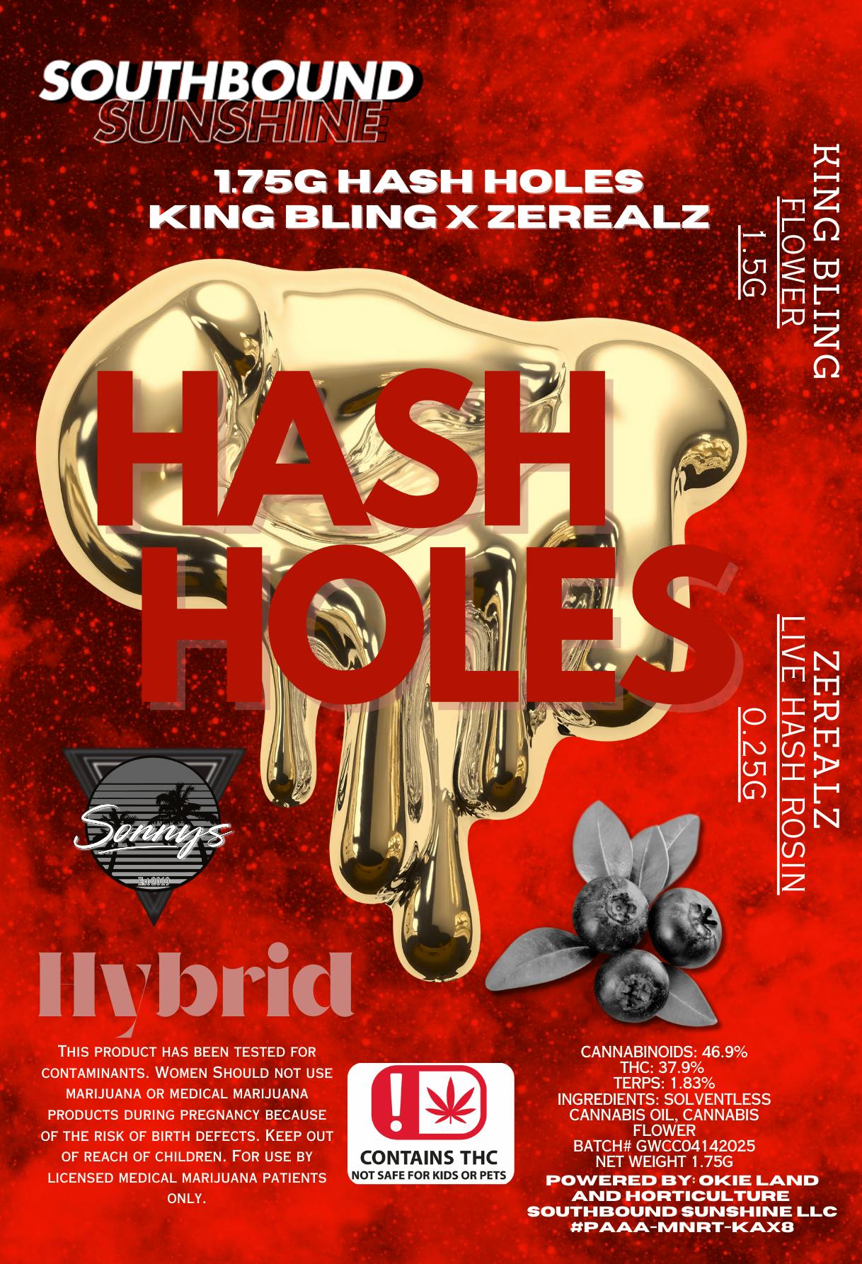 Sonny's | 1.75g Hash Hole - Bling x Zerealz