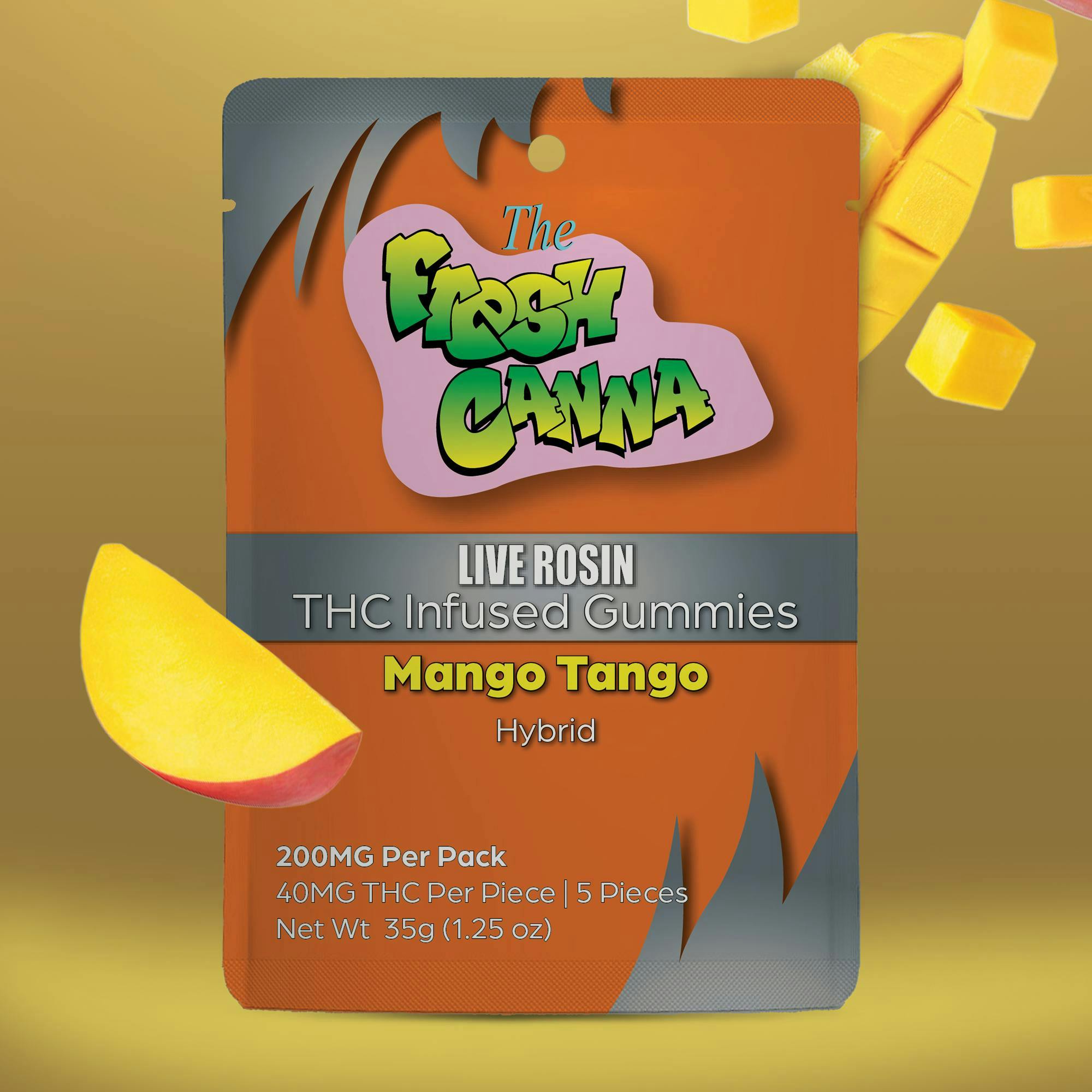 Fresh Canna | Mango Tango | Live Rosin Gummies | 200mg | 5pk | 40mg/ea by Fresh Canna