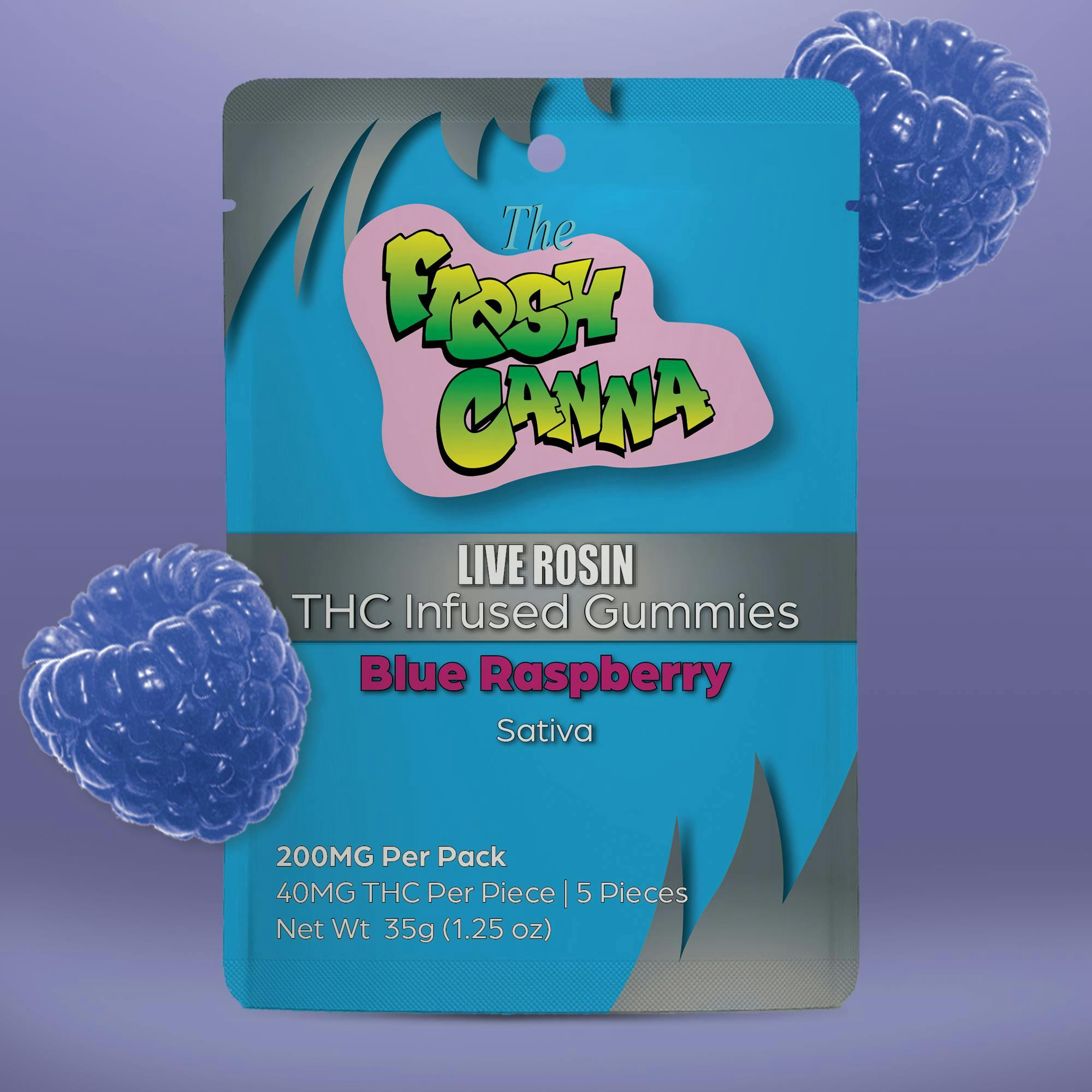 Blue Raspberry | Live Rosin Gummies | 200mg | 5pk | 40mg/ea