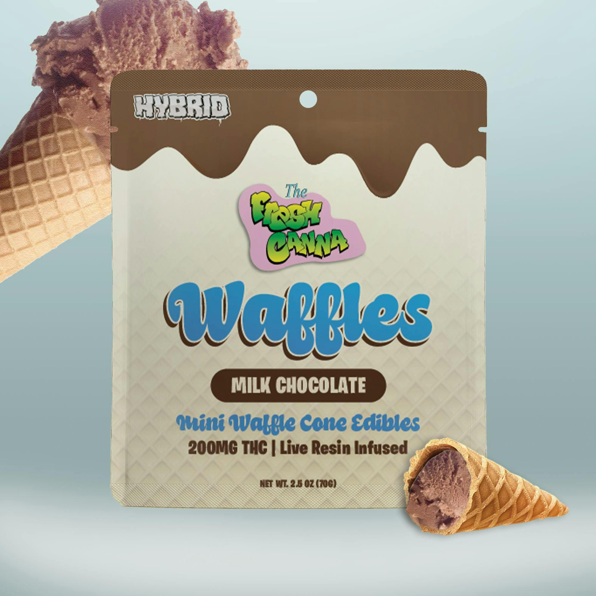 Milk Chocolate | Live Resin Mini Waffle Cones | 200mg | 10pk | 20mg/ea