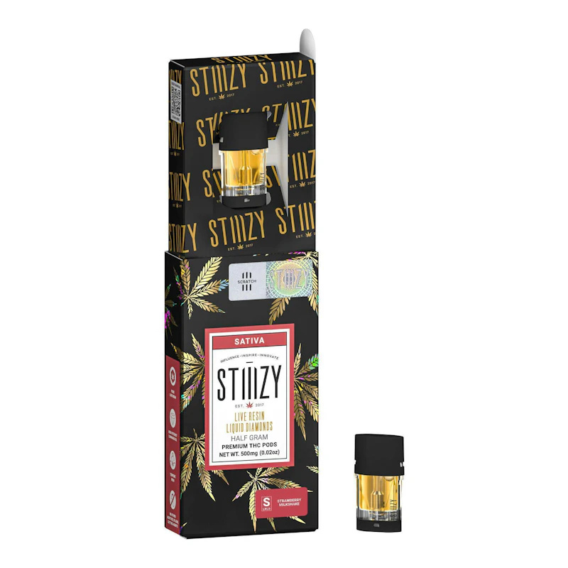 STIIIZY Vape Cartridge - STRAWBERRY MILKSHAKE .5G Live Resin Liquid Diamonds Pod, Cartridges