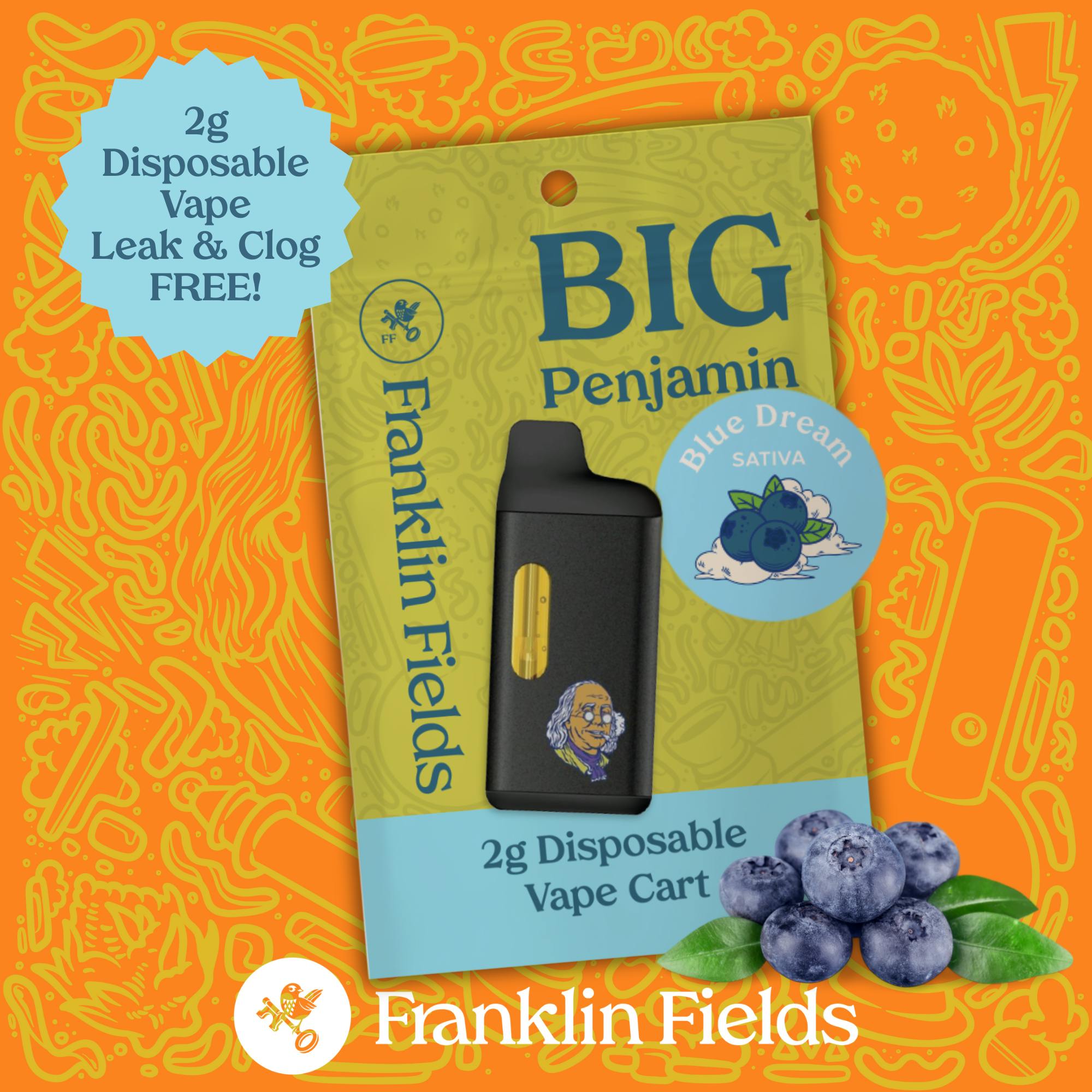 Franklin Fields Big Ben 2g Disposable Vape Blue Dream - Franklin Fields
