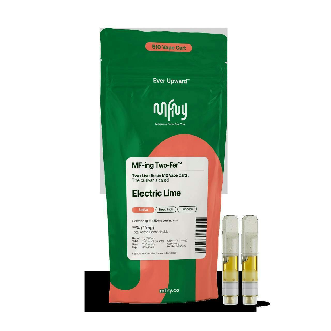 Electric Lime Live Resin 510 Vape Cart | 2x0.5g