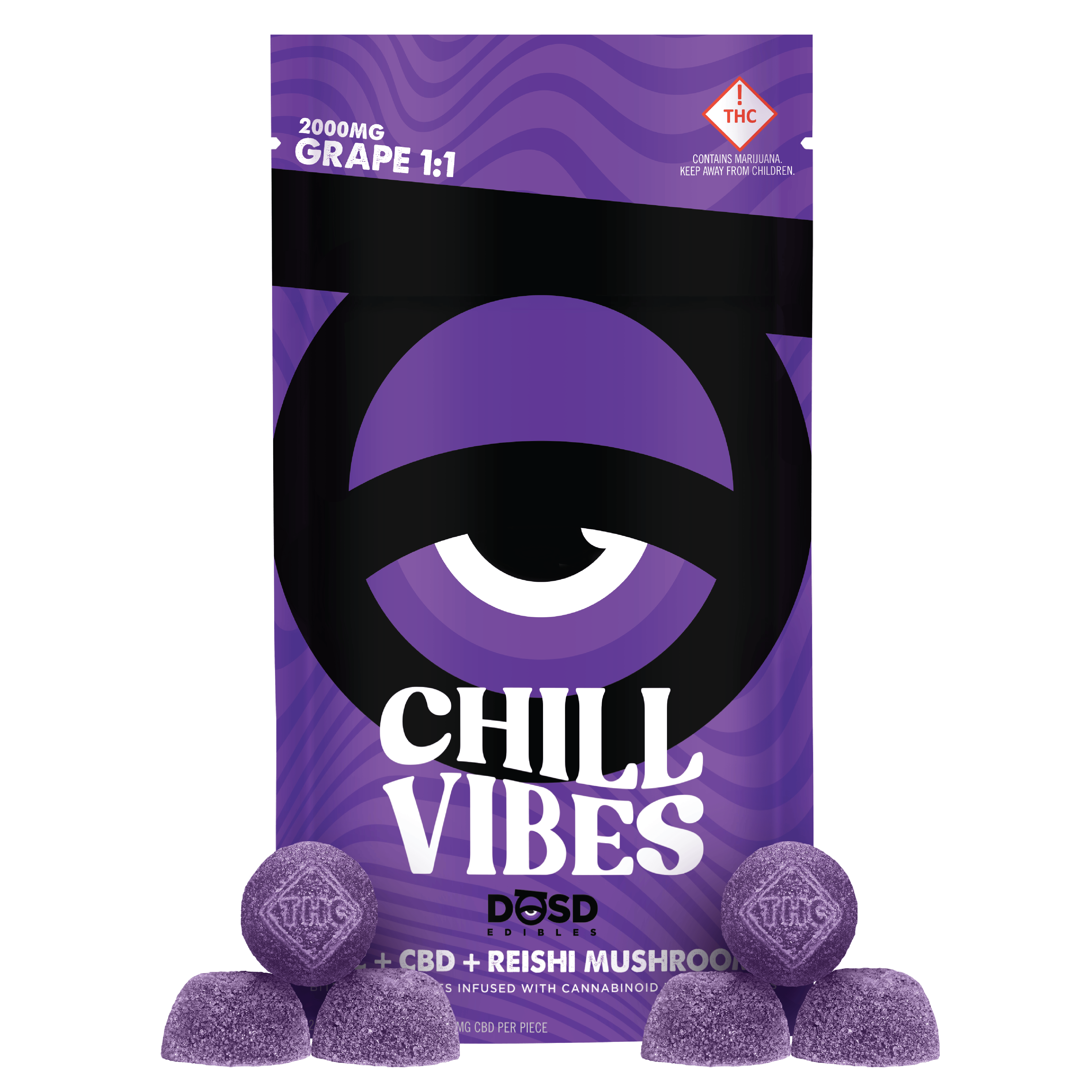 CHILL VIBES - Grape CBD + Reishi Mushrooms - 2000mg - DŌSD Edibles