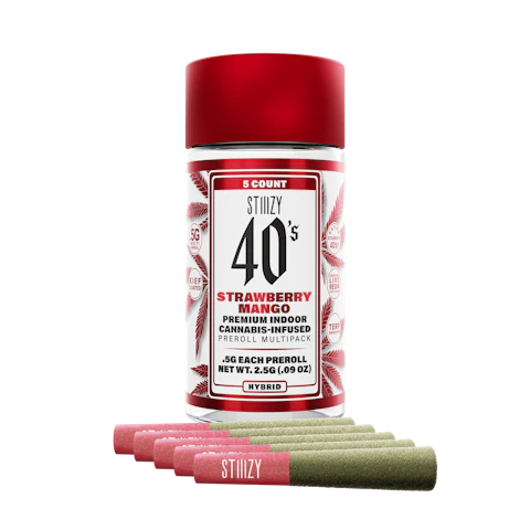 STIIIZY - STRAWBERRY MANGO - .5G 40's Infused Preroll 5 Pack, Infused Pre-Rolls
