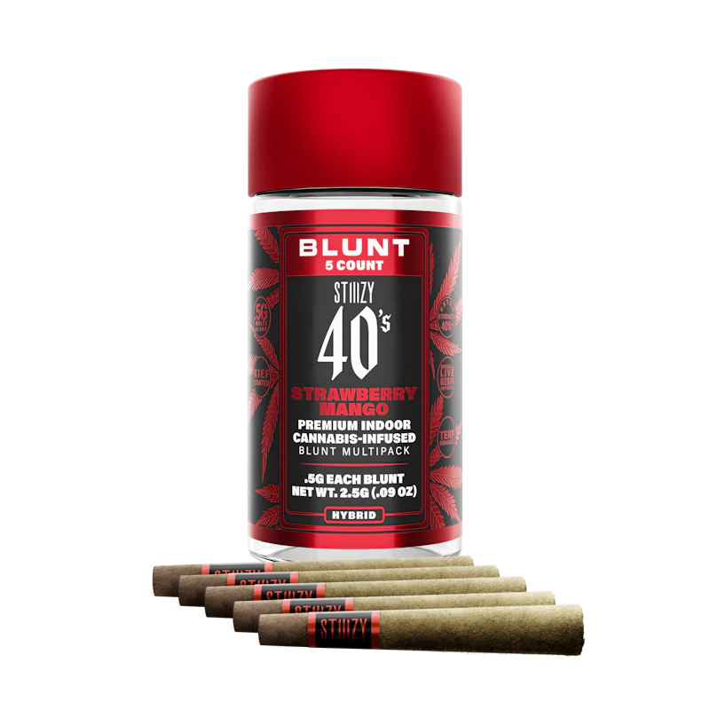 STIIIZY - STRAWBERRY MANGO - .5G 40's Infused Mini Blunt 5 Pack [2g], Infused Pre-Rolls