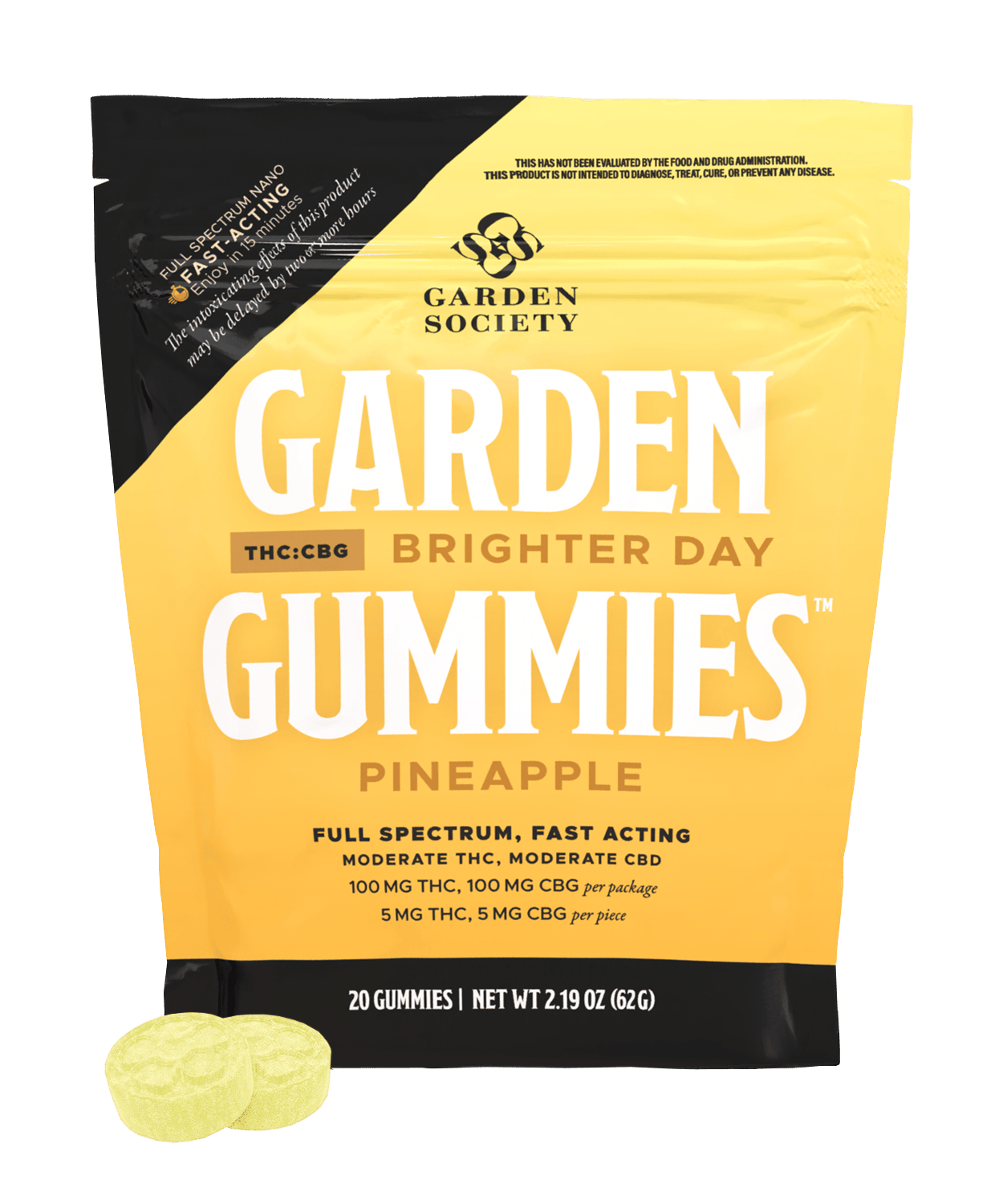 Garden Society Pineapple CBG 1:1 Gummies (1:1 CBG:THC)