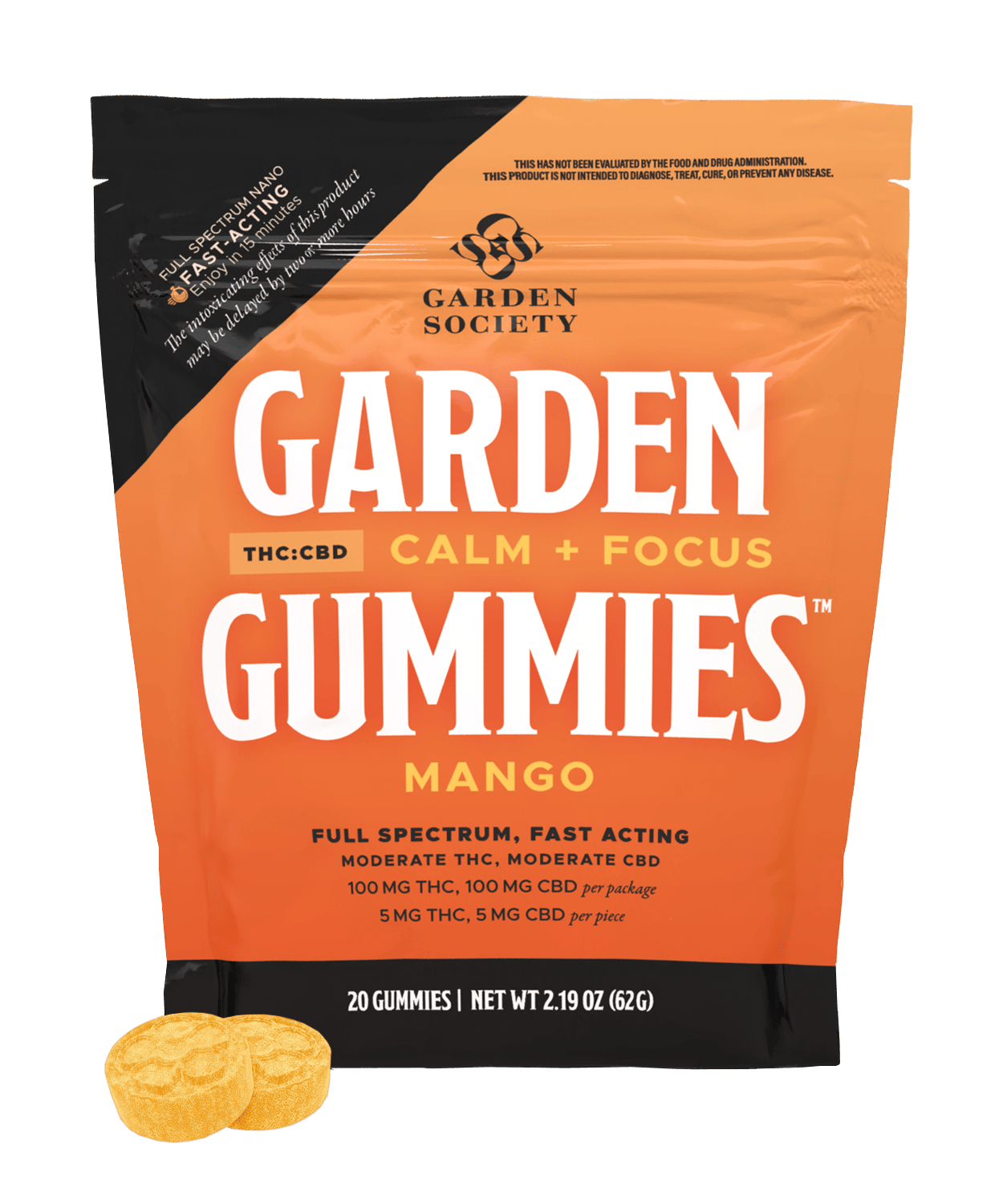 Garden Society Mango CBD 1:1 Gummies (1:1 CBD:THC)