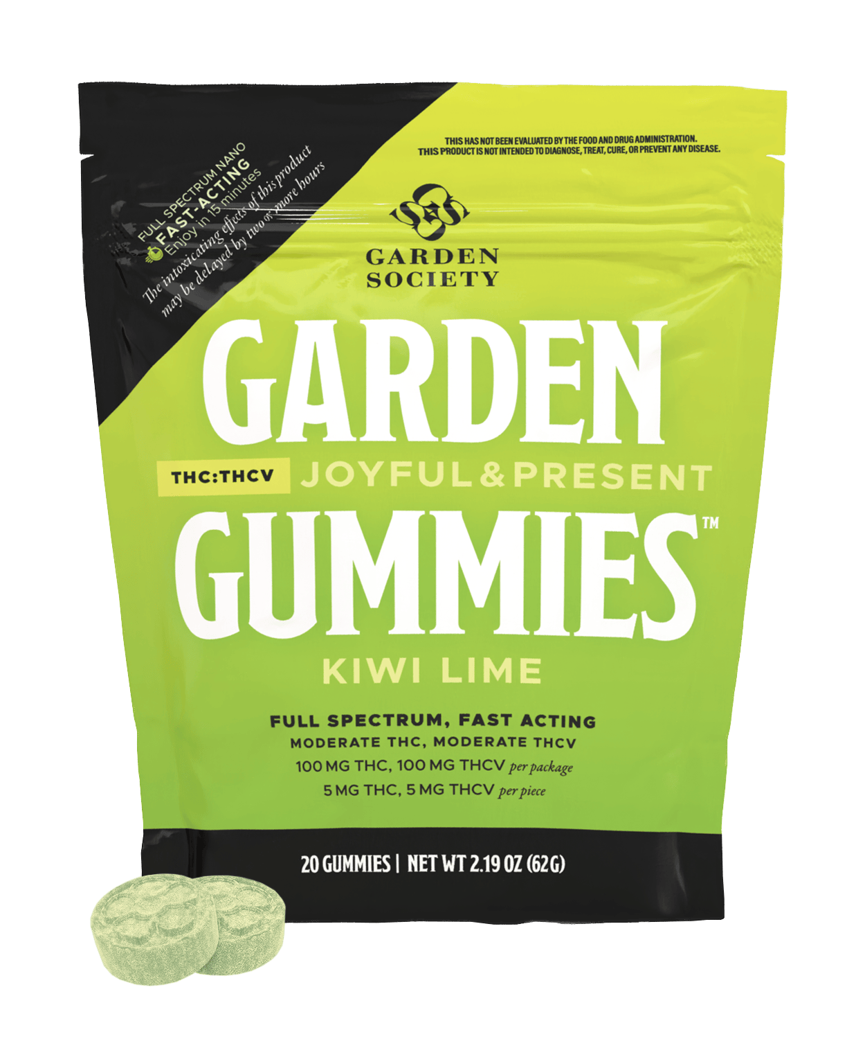 Garden Society Kiwi Lime Gummies (1:1 THCV:THC)