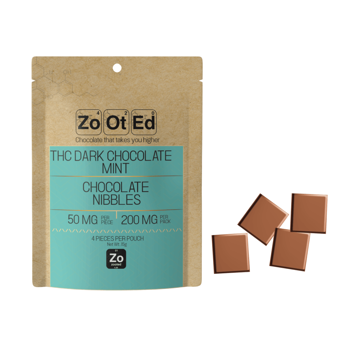 Dark Chocolate Mint | Infused Chocolate Bites | 200mg | 4ct | 50mg ea