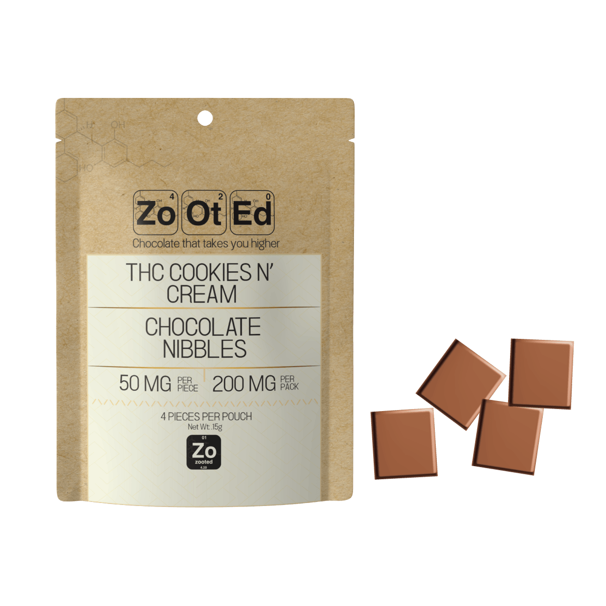 Cookies N' Cream Nibbles | Infused Chocolate Bites | 200mg | 4ct | 50mg ea by Zooted Brandz - MI
