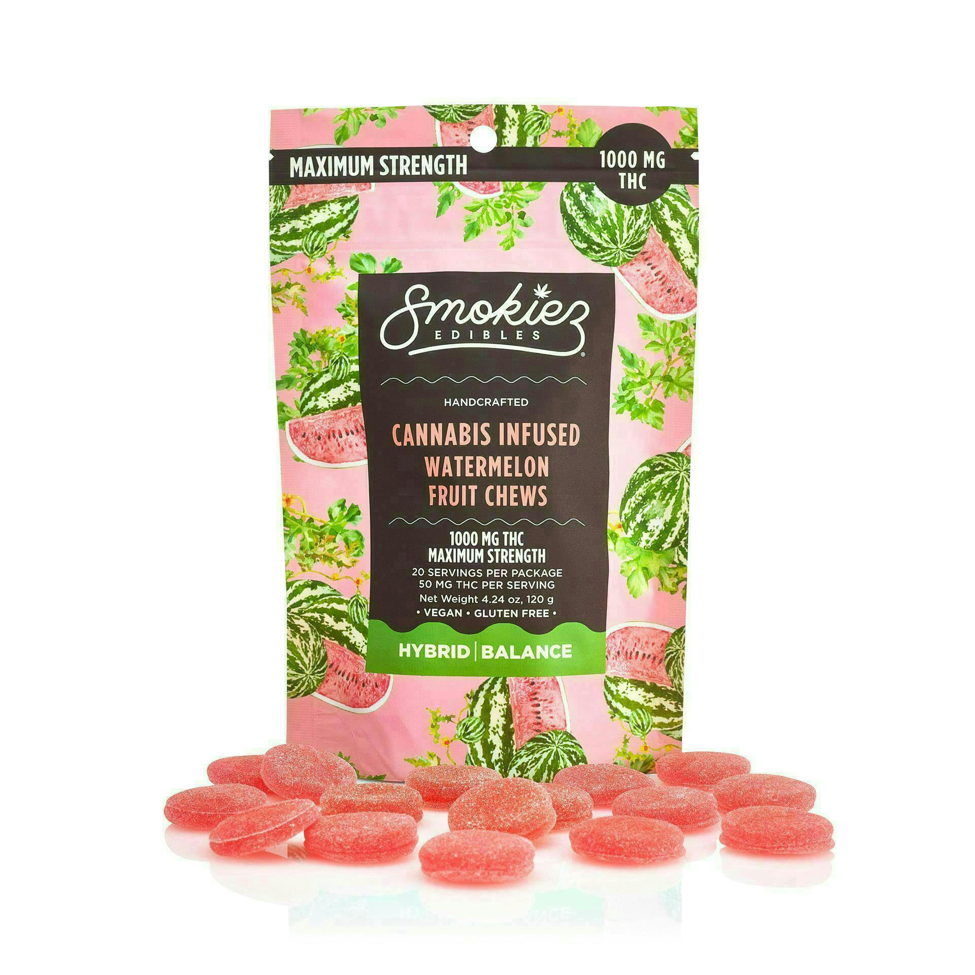 Watermelon Gummies | 1000mg | 20ct | 50mg/ea by Smokiez Edibles