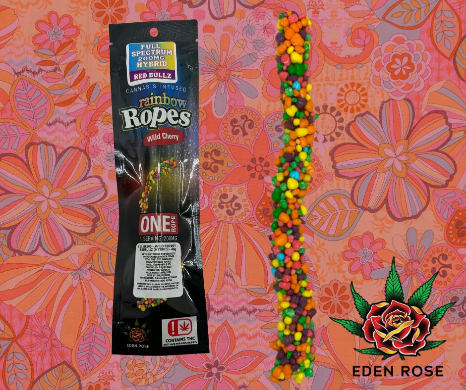 200MG Rainbow Rope: Full Spectrum - Wild Cherry (Hybrid) by Eden Rose Processing