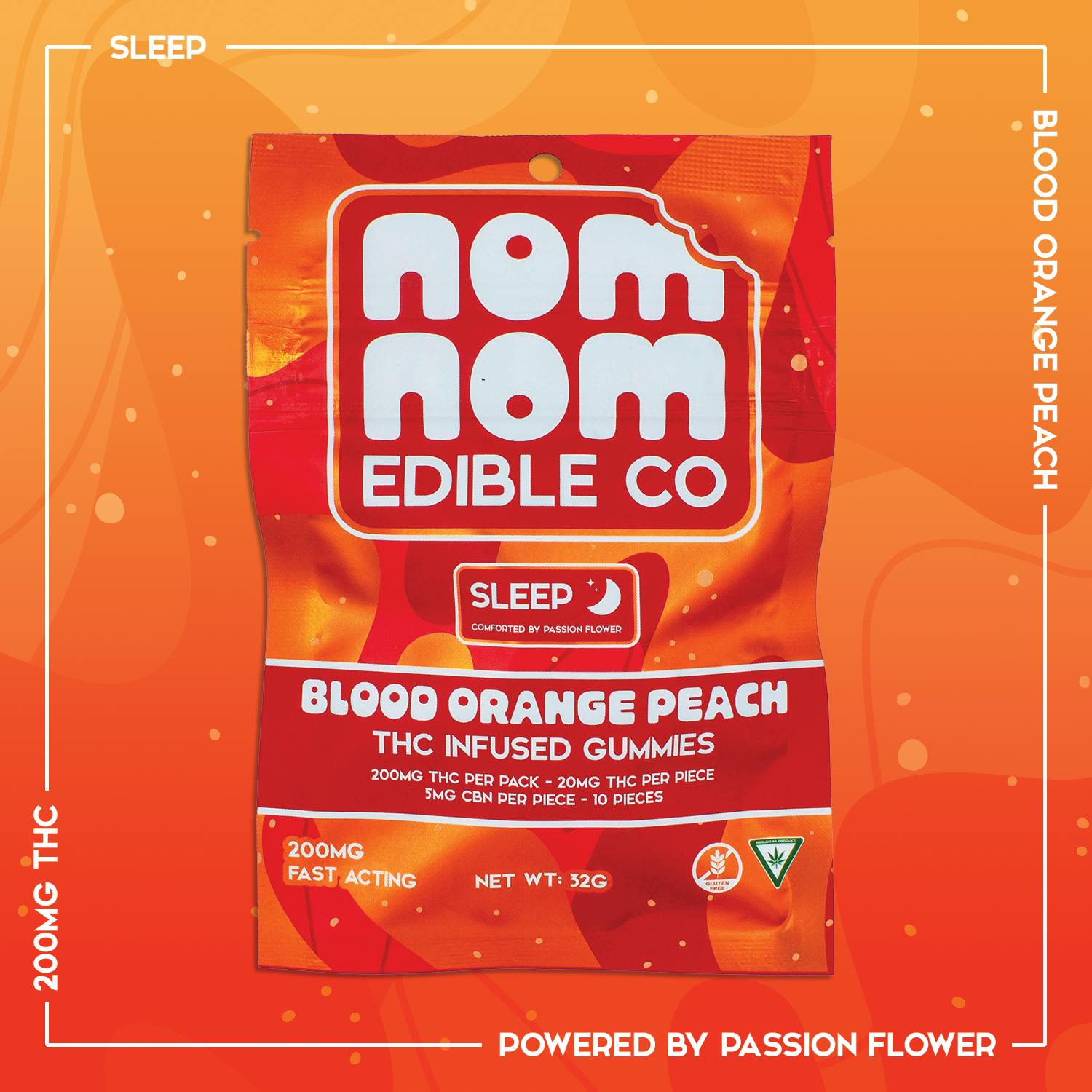 Nom Nom Gummies | Blood Orange Peach | 200mg by Nom Nom Edible Co