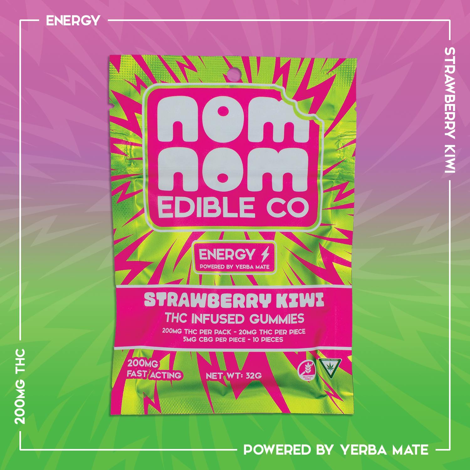 Nom Nom Gummies | Strawberry Kiwi | 200mg by Nom Nom Edible Co
