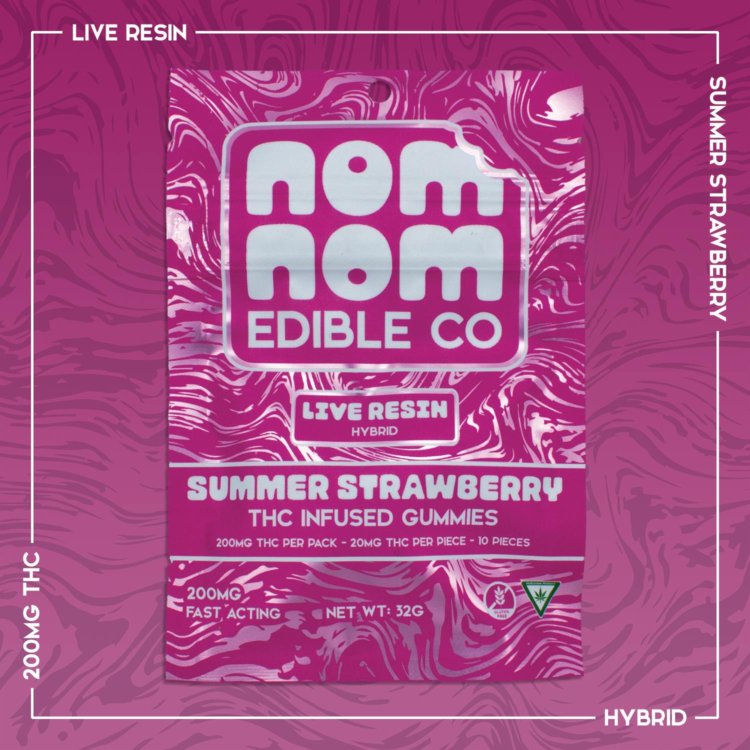 Nom Nom LR Gummies | Summer Strawberry | 200mg by Nom Nom Edible Co