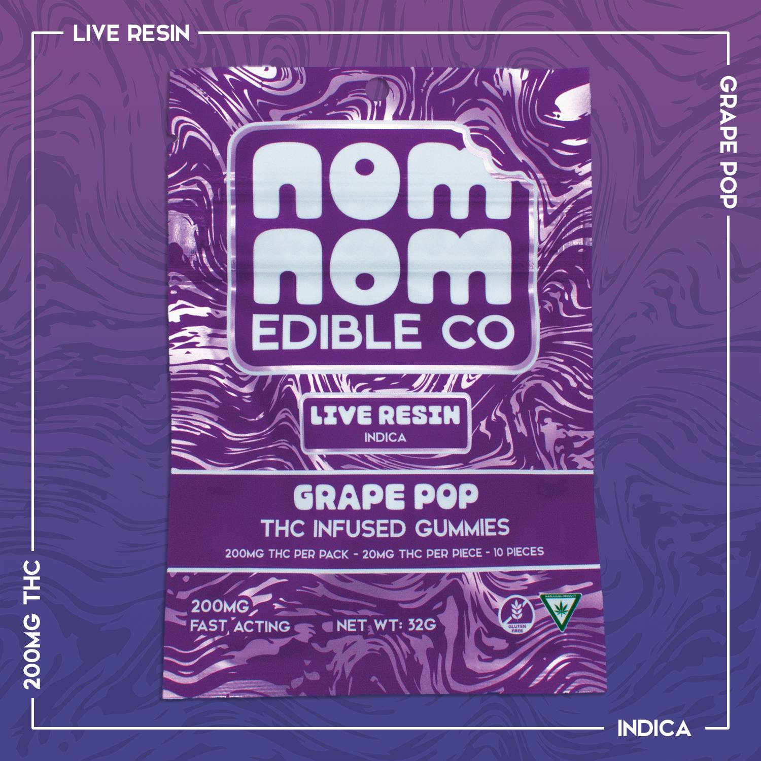 Nom Nom LR Gummies | Grape Pop | 200mg by Nom Nom Edible Co