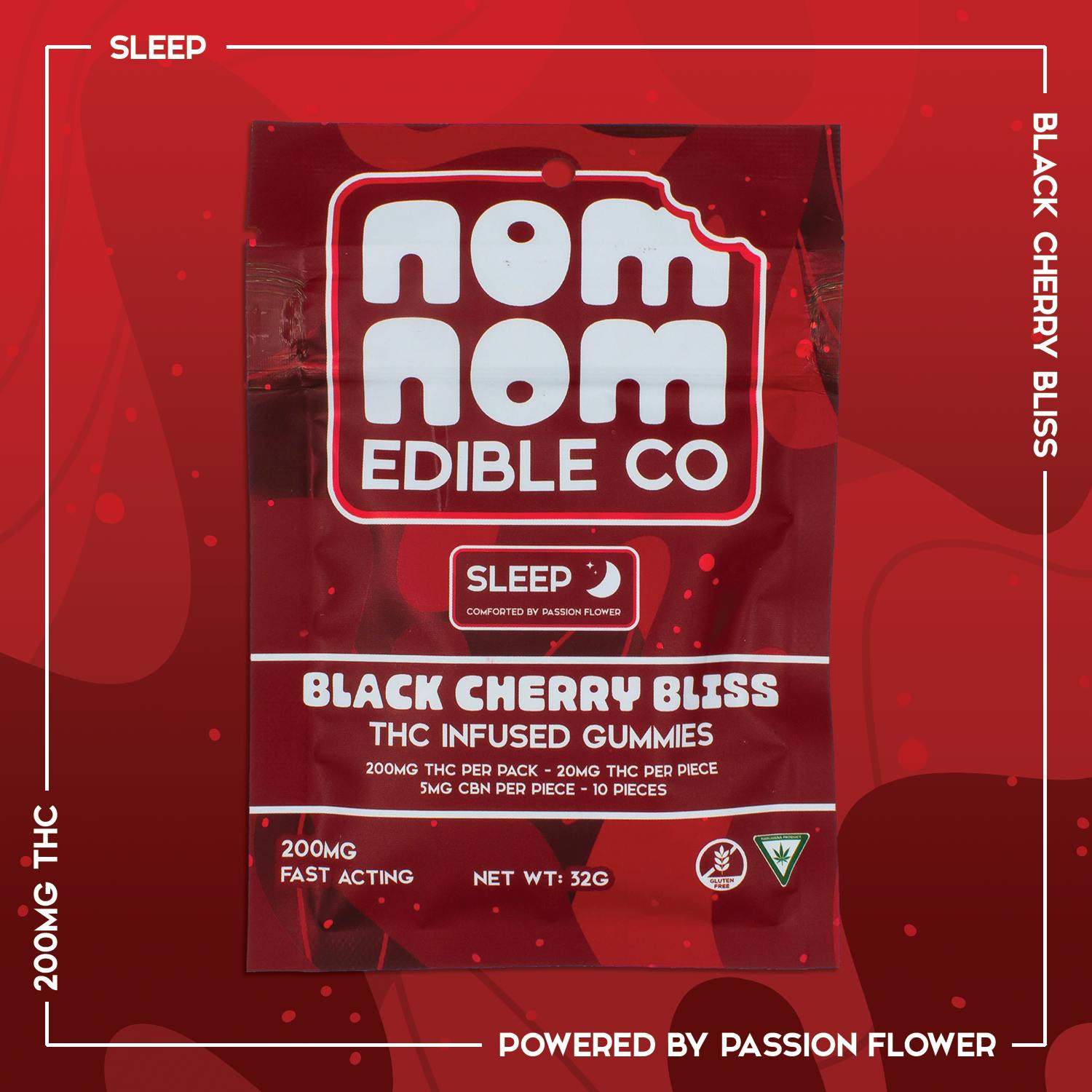 Nom Nom Gummies | Black Cherry Bliss | 200mg