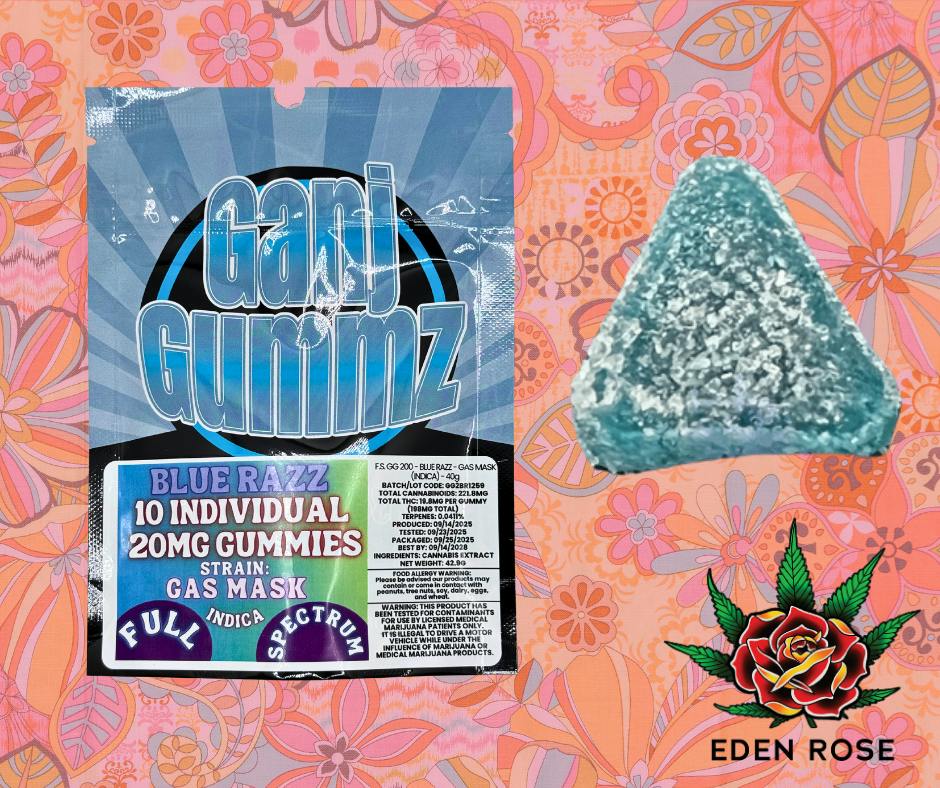 200MG Ganj Gummz: Full Spectrum - Blue Razzberry (Indica)
