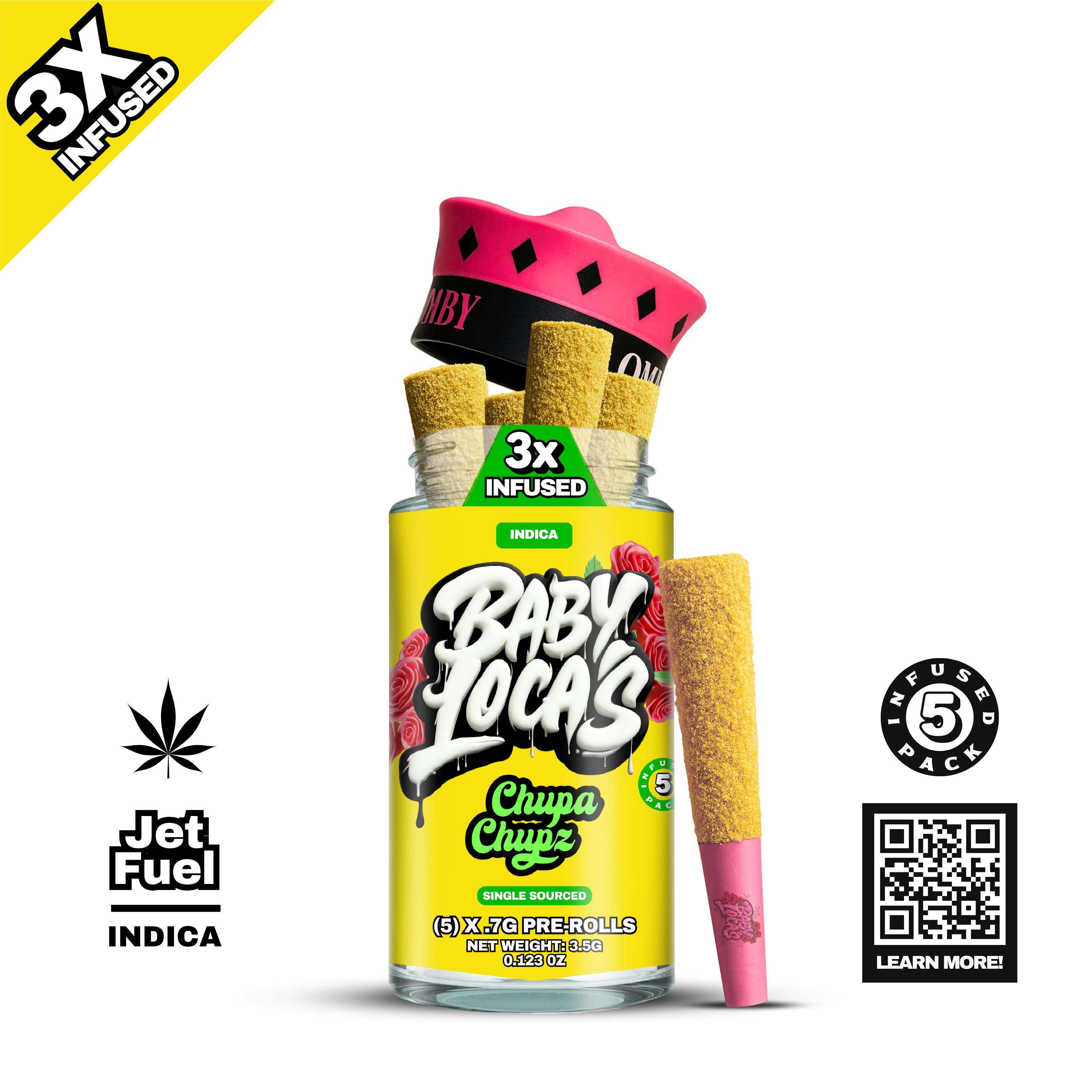 Baby Locas Chupa Chupz 3x Infused: 5 Pack Pre-Rolls - Jet Fuel