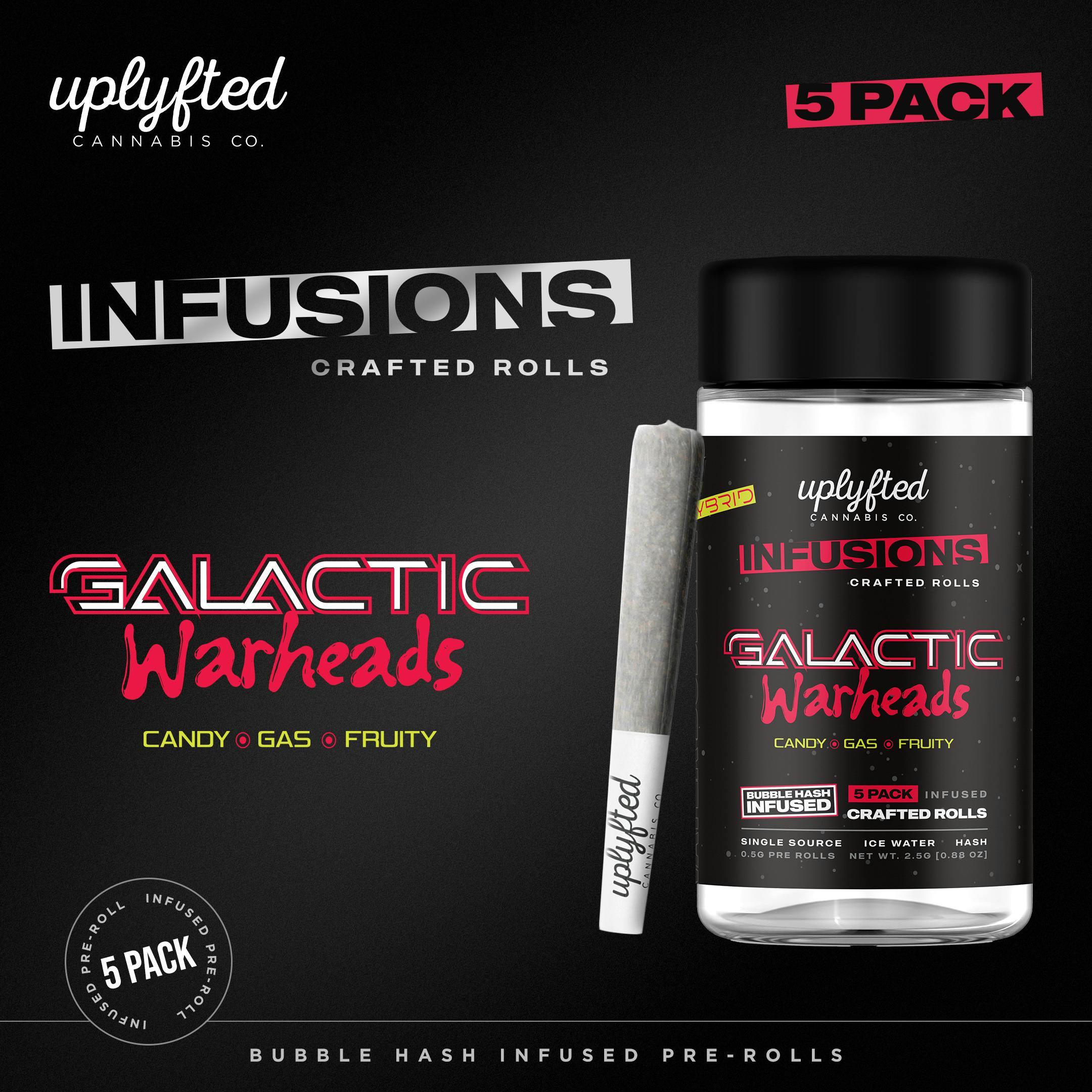 Galactic Warheads 5pk Bubble Hash Infused Pre-Rolls 2.5g Infusions by Uplyfted Cannabis Co
