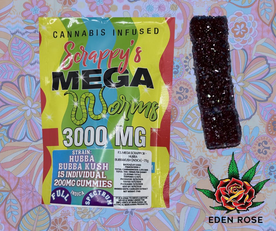 3000MG Mega Scrappy's: Full Spectrum - Hubba Bubba Kush (Indica