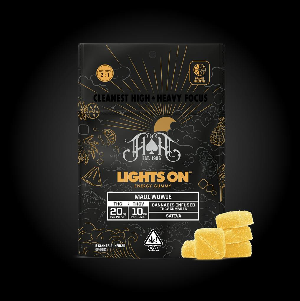 Lights On | Maui Wowie 2:1 THC:THCV Gummies | 100mg THC | 5ct | 20mg/ea