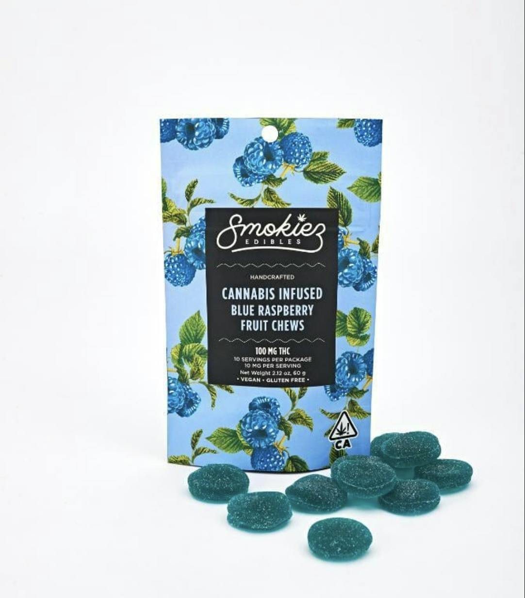 Smokiez Blue Raspberry Fruit Chews - 100mg - 10pk