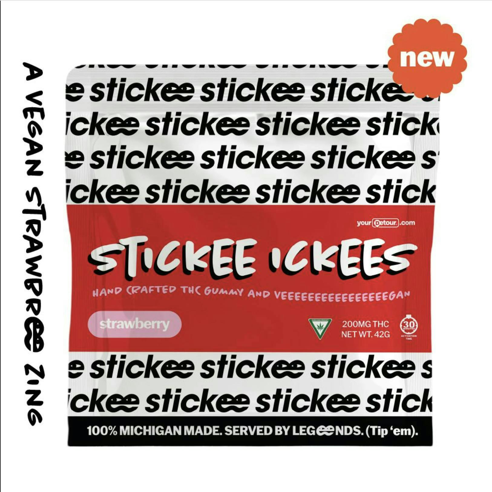STICKEE ICKEES | Strawberry | Gummies | 200mg | 10ct | 20MG/ea