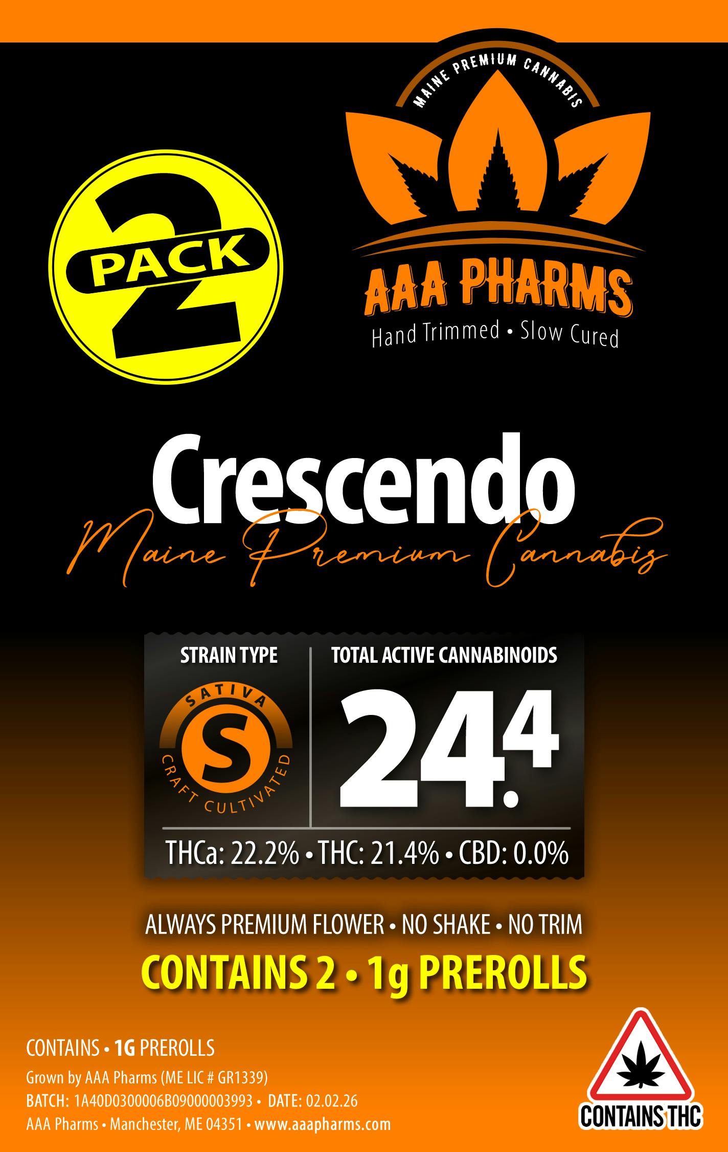 Crescendo - 2 Pack 1g Pre Rolls - AAA Pharms