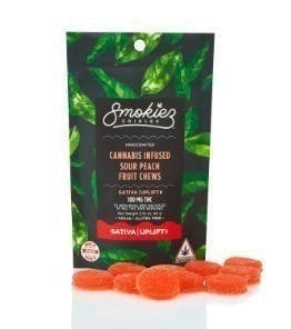 Sour Peach Gummies | 500mg | 10ct | 50mg/ea by Smokiez Edibles