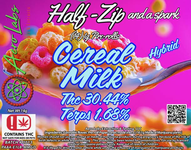 Aero Labs | Cereal Milk | Half Zip & a Spark | 14G