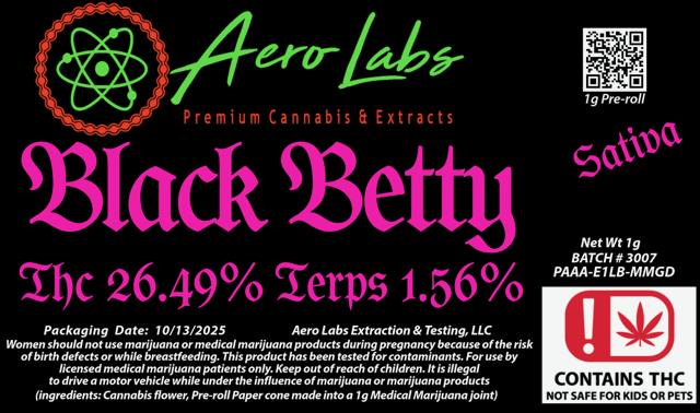 Aero Labs | Black Betty | Pre Roll | 1G