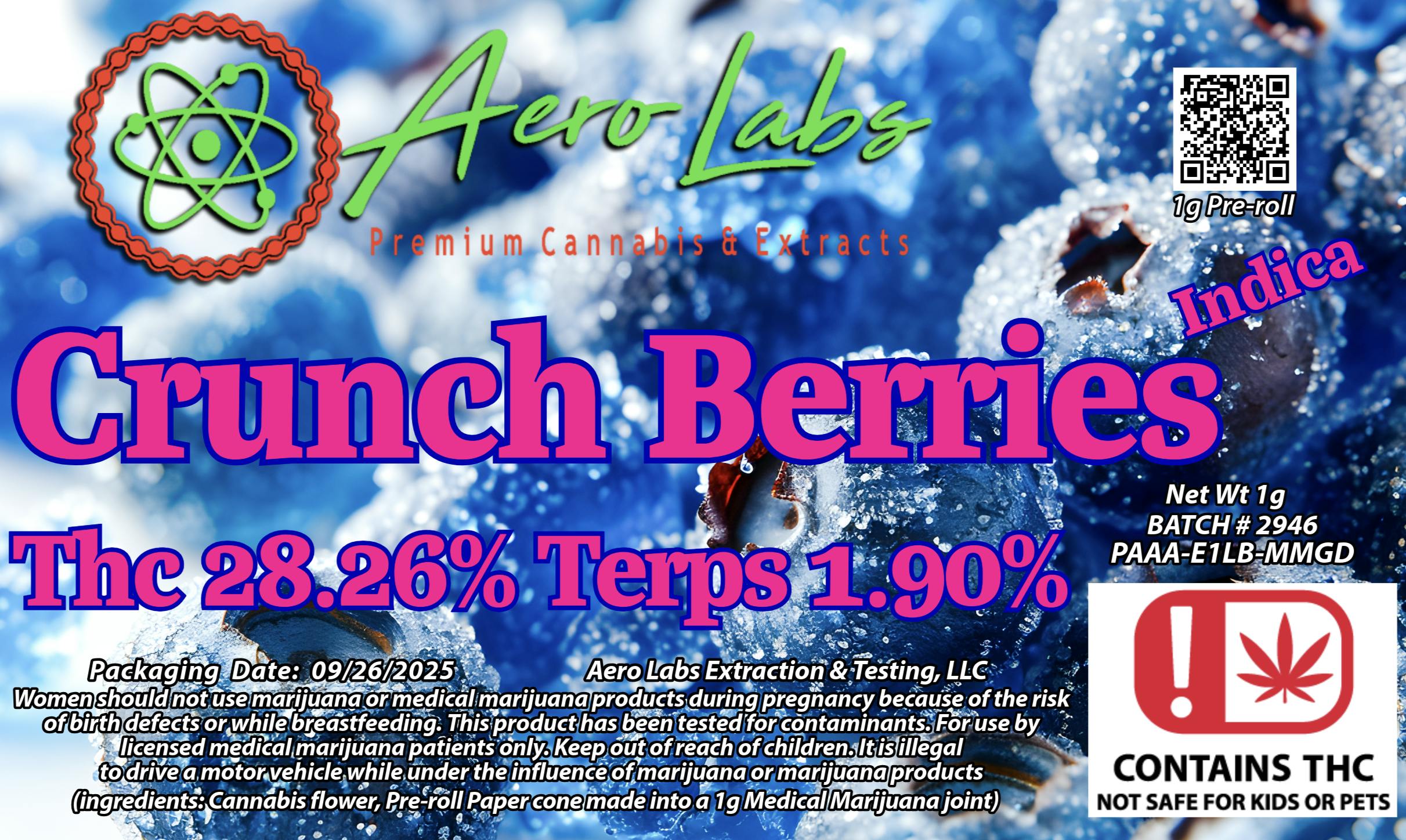 Aero Labs | Crunch Berries | Pre Roll | 1G