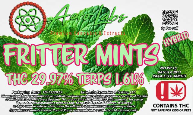 Aero Labs | Fritter Mints | Pre Roll | 1G