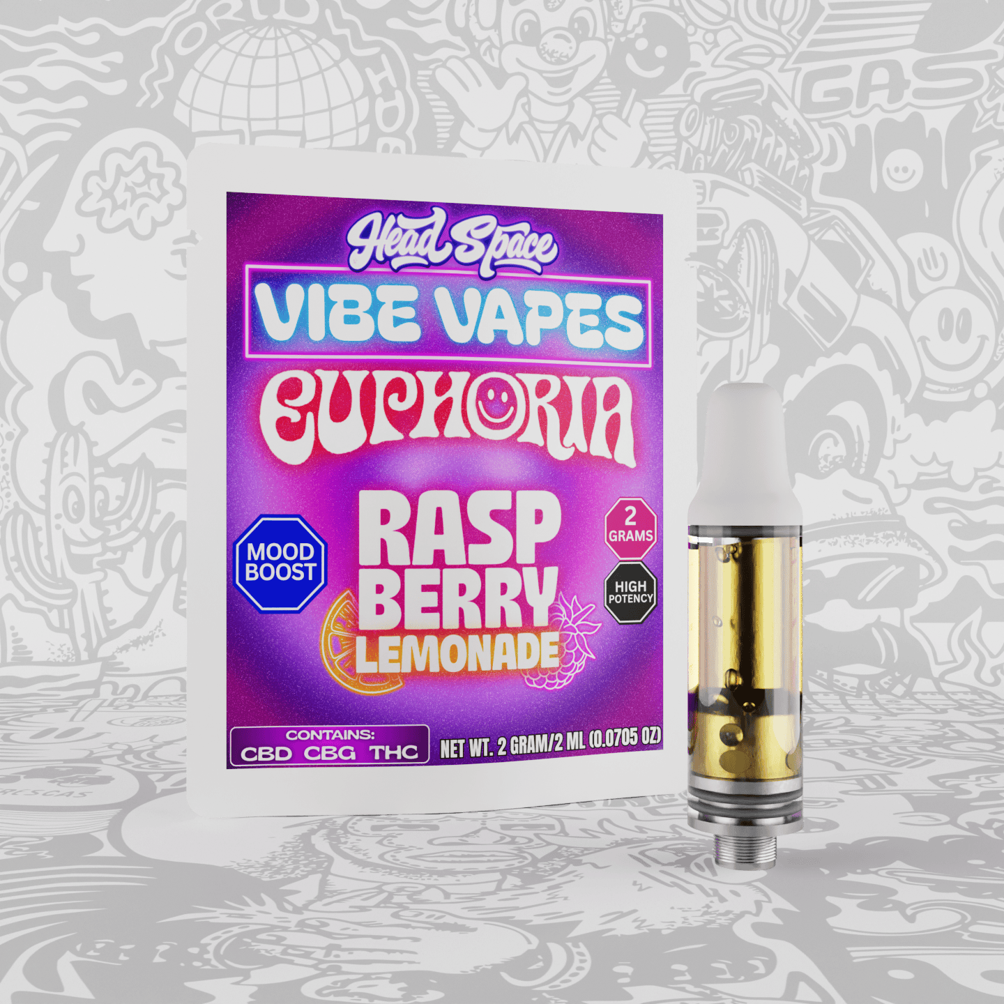 Vibe Vapes - 2G 510 Cartridge - Euphoria - Raspberry Lemonade