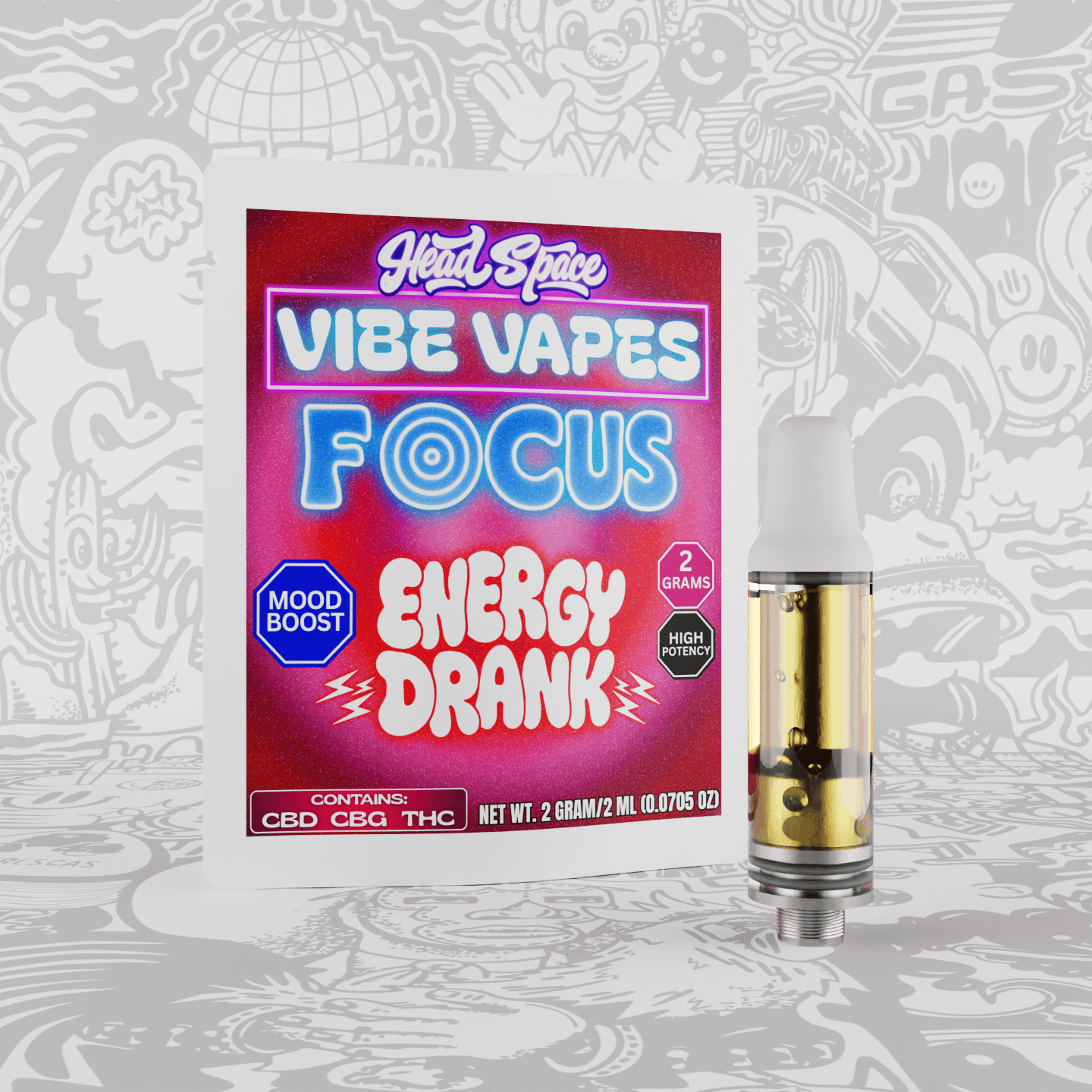Vibe Vapes - 2G 510 Cartridge - Focus - Energy Drank by HeadSpace Alchemy