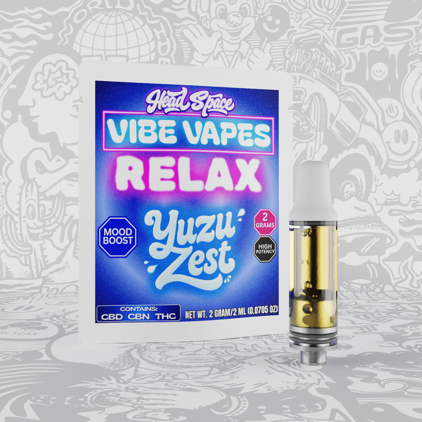 Vibe Vapes - 2G 510 Cartridge - Relax - Yuzu Zest by HeadSpace Alchemy