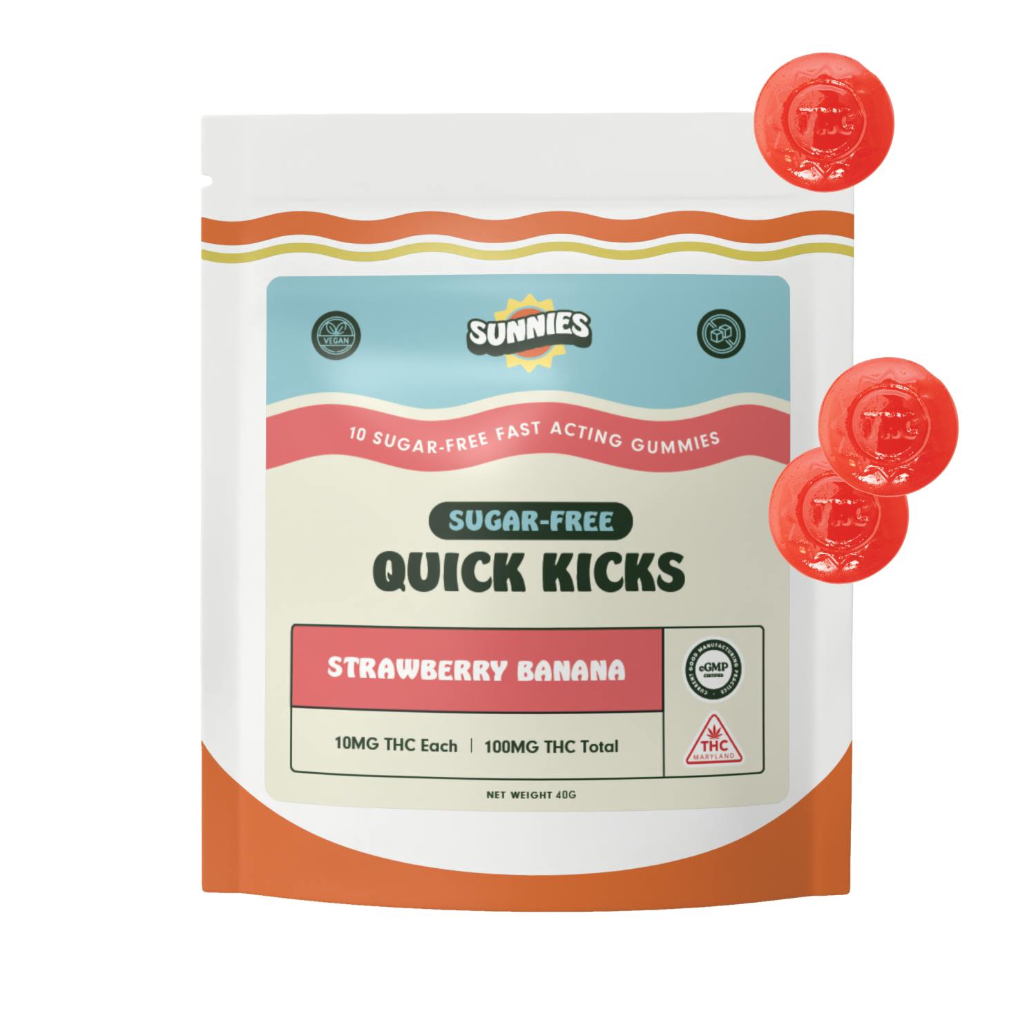 Sugar Free Strawberry Banana Gummies - 10mg - 100mg by SunMed Growers