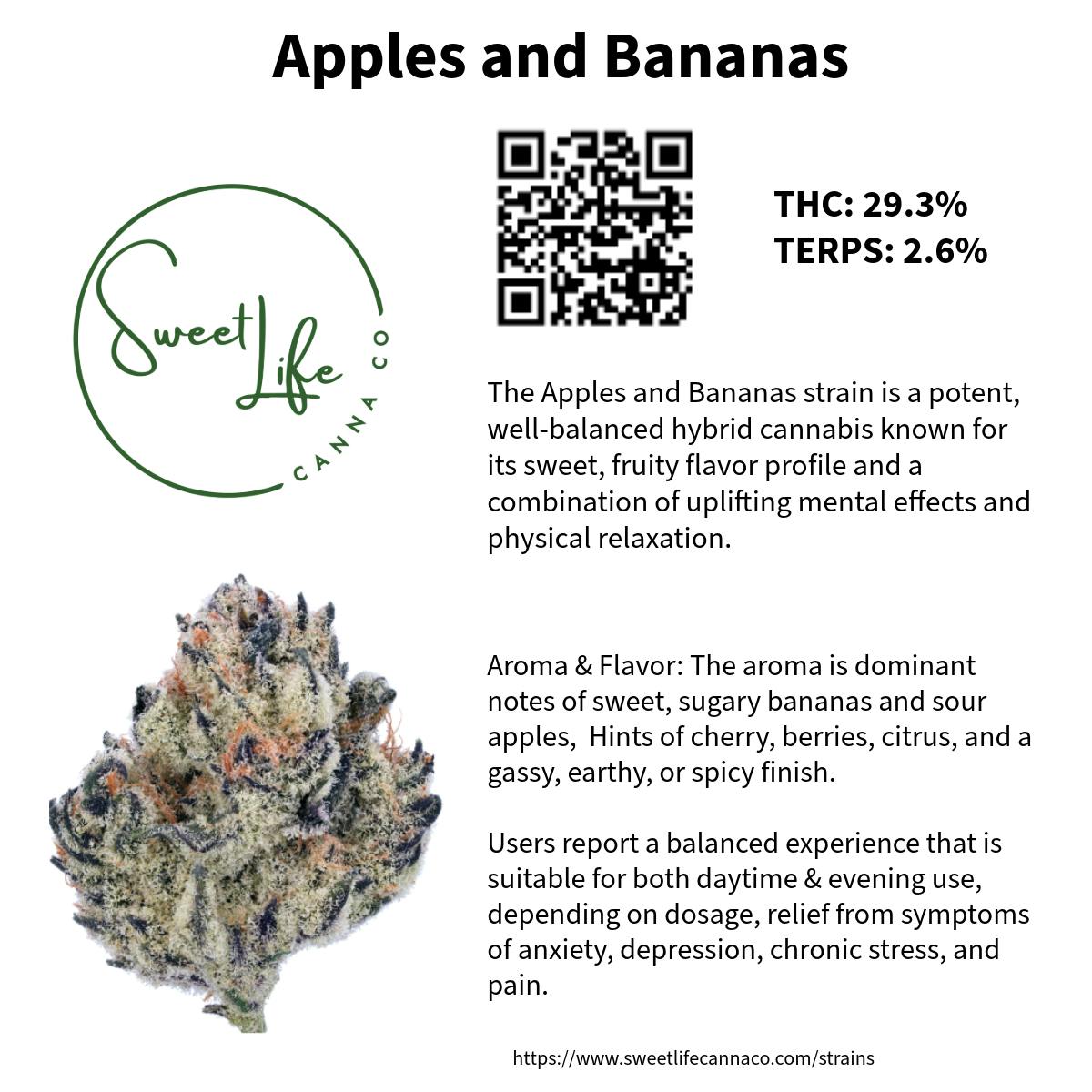 Apples and Bananas Flower (7 Gram Bag) by Sweet Life Canna Co