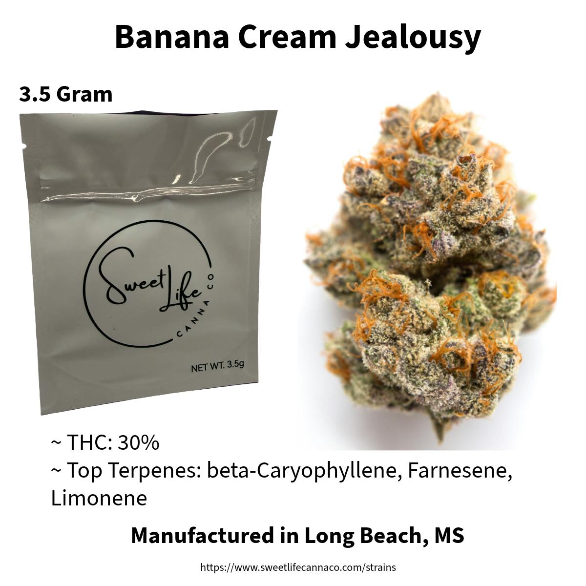 Banana Cream Jealousy Flower (3.5 Gram Bag) by Sweet Life Canna Co