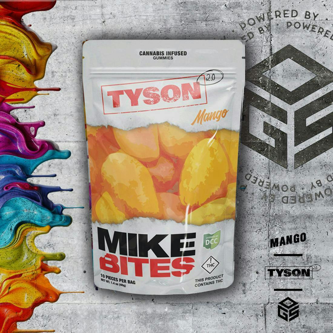 Tyson 2.0 | Mike Bites | Mango Rosin Gummies | 100mg | 10ct | 10mg/ea at Feel State Dispensary - Lewis Center