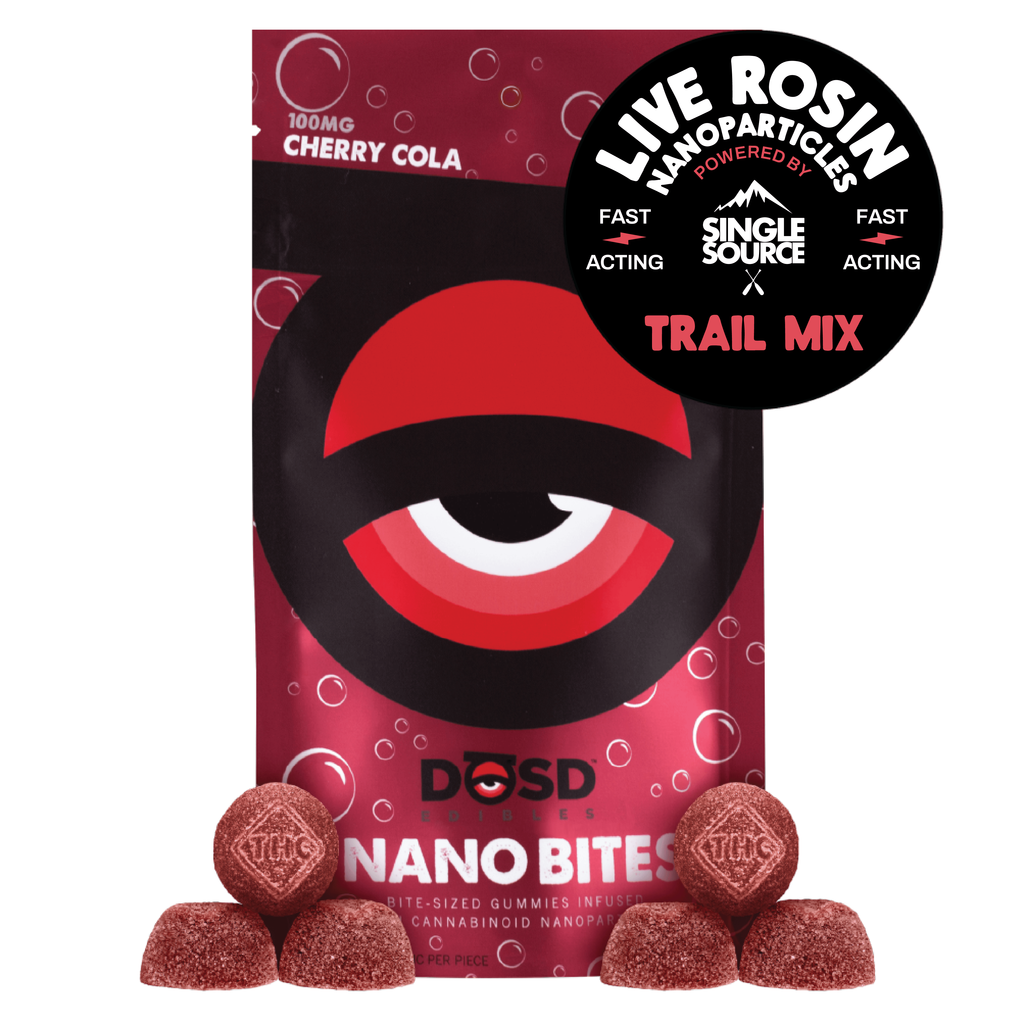 Nano Bites - Trail Mix Live Rosin, Cherry Cola - 100mg by DŌSD Edibles