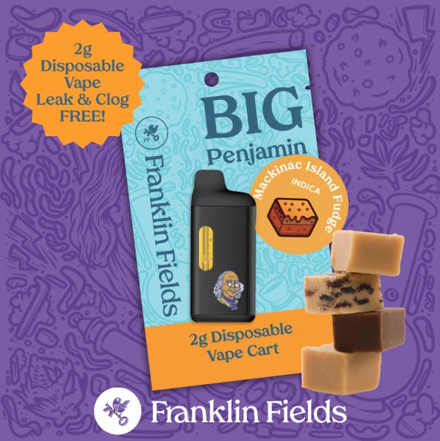 Franklin Fields Big Ben 2g Disposable Vape Mackinaw Island Fudge